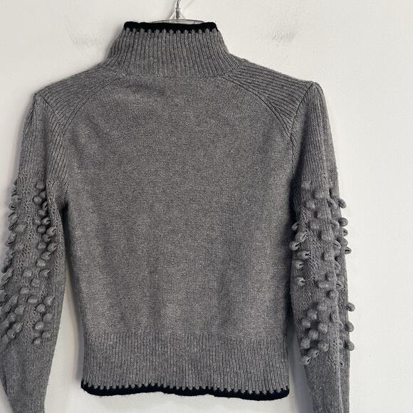 BCBGMaxazria Mock Neck Sweater XS Gray Popcorn Stitch Merino Wool Blend NWOT - Picture 7 of 10